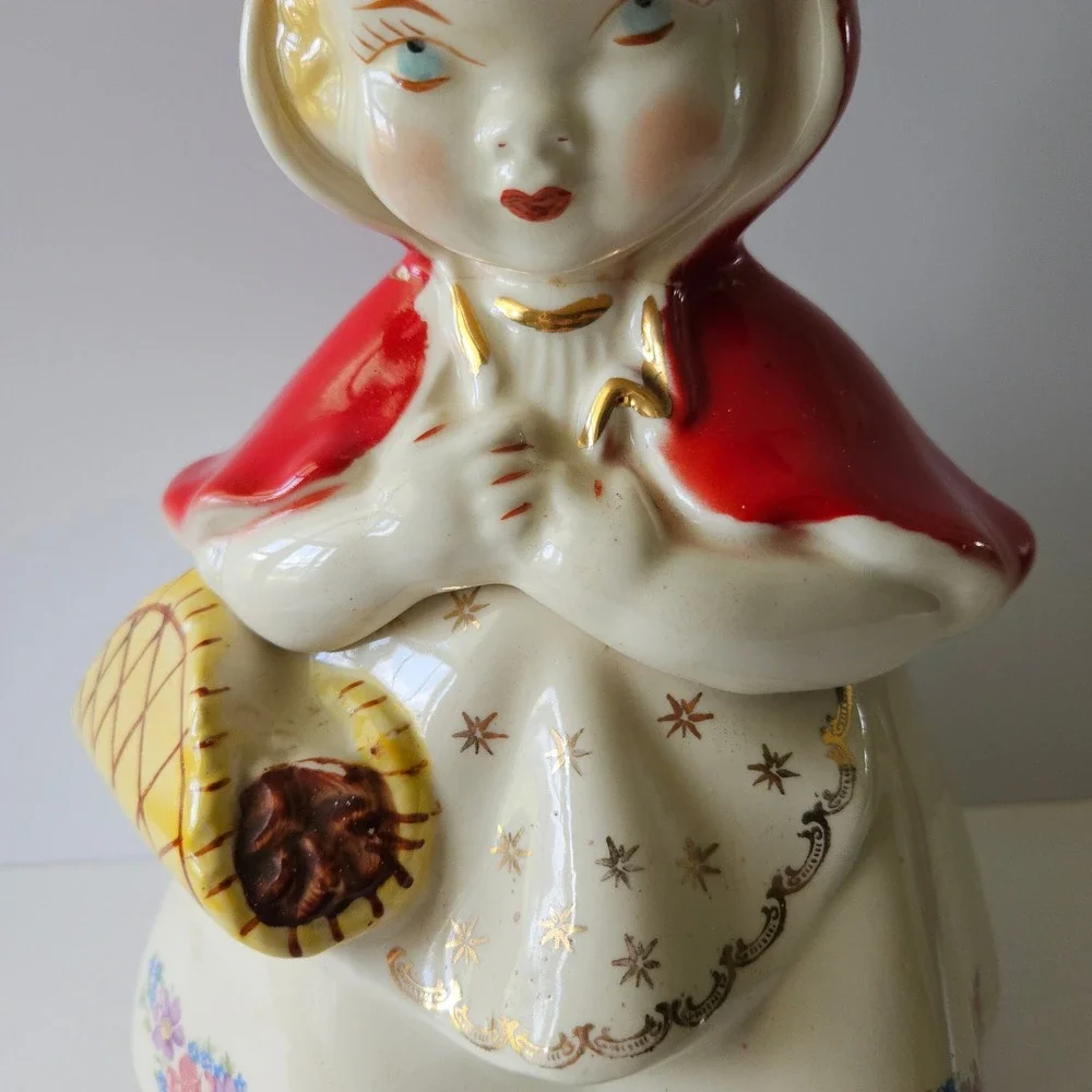 Hull Pottery Little Red Riding Hood Cookie Jar Porcelain *BROKEN*REPAIRED*READ*